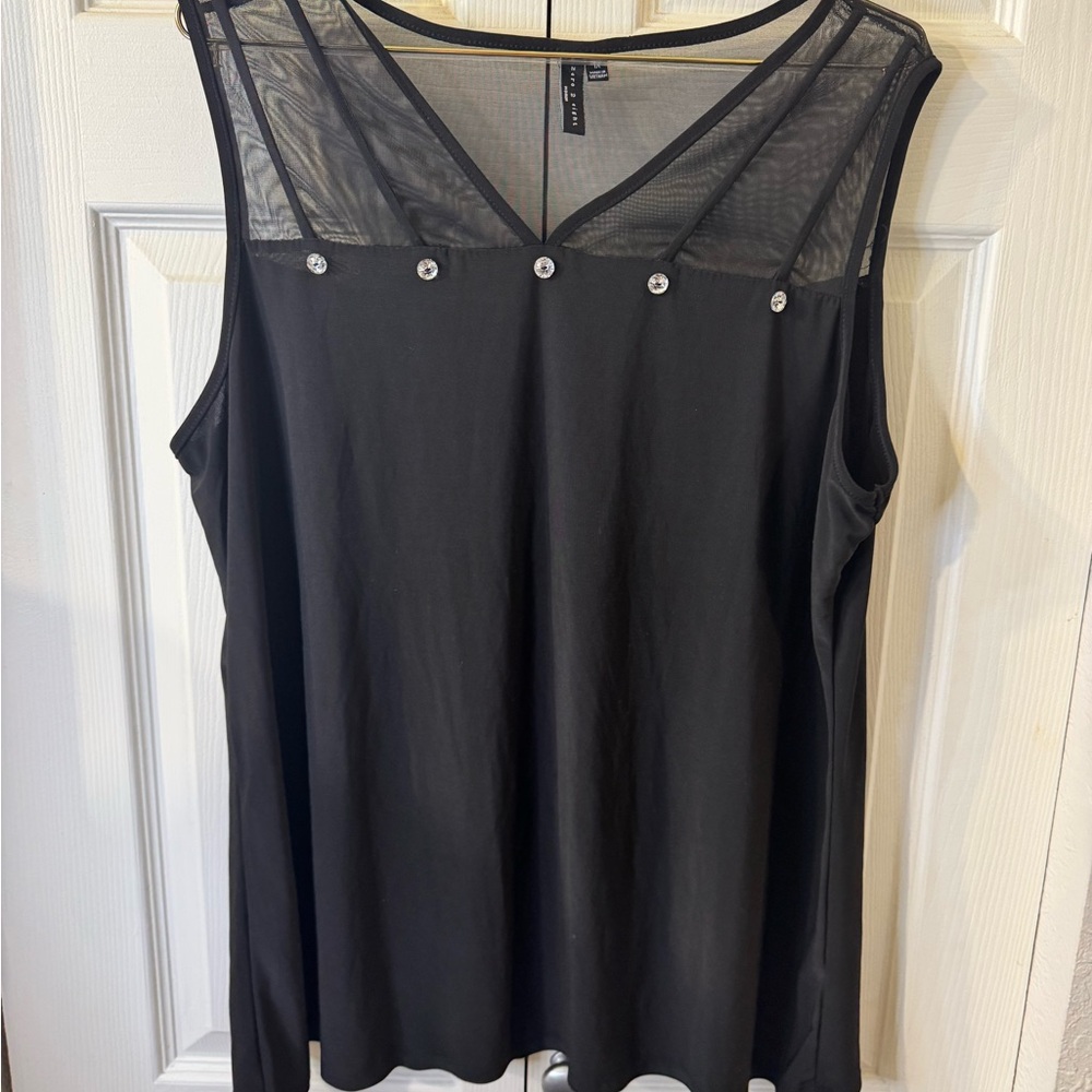 Chic Black Sleeveless Blouse with Sheer Accents